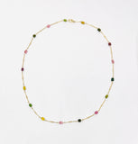 Tourmaline Stone Gold Bar Beaded Necklace