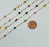 Tourmaline Stone Gold Bar Beaded Necklace