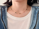 Tourmaline Stone Gold Bar Beaded Necklace