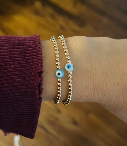 Beaded Ball and Evil Eye Bracelet