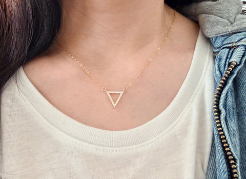 Triangle Pave Crystal Necklace