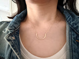 HALF CIRCLE Hammered Curved Bar Necklace