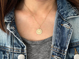 SUNBURST ENGRAVED Gold Fill Disc Necklace also in Rose Gold and Silver