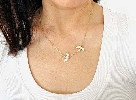 Two CHASING Doves Necklace