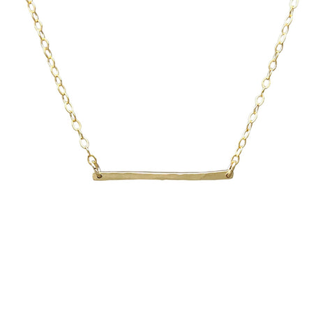 Skinny Hammered Bar Necklace