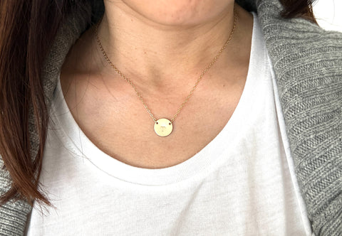 Double Connected Stamped Initial Disc Necklace