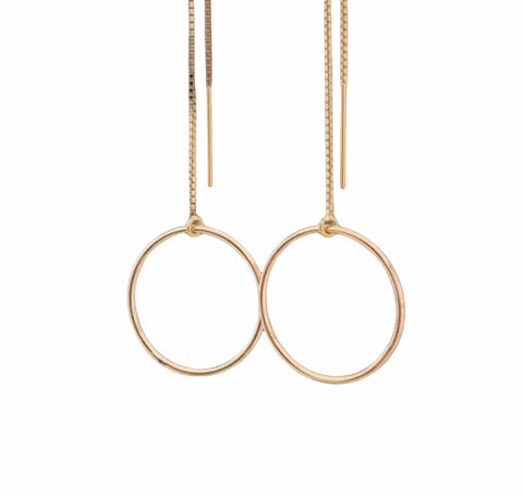 Circle Box Chain Threader Earrings