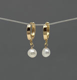 Huggie Earrings with White Freshwater Pearl
