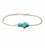 Turquoise Sideways Cross Bracelet