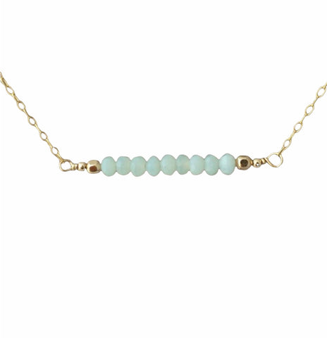 Straight Bar Teal Amazonite Beaded Necklace
