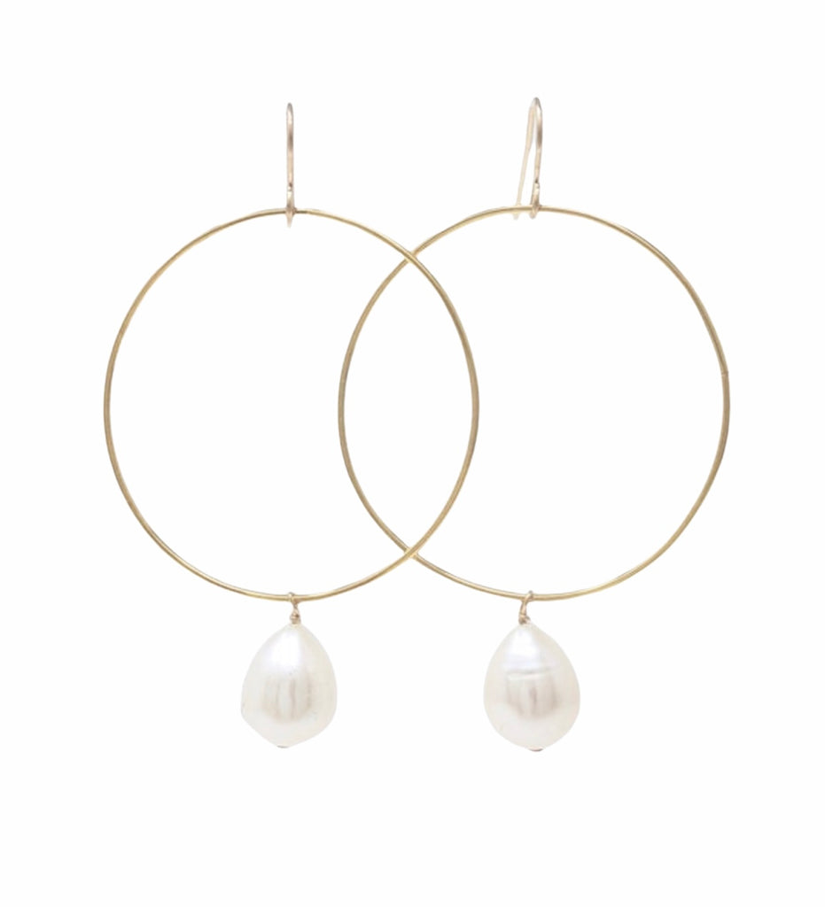 Circle Hoop with Cultured Pearl Earring