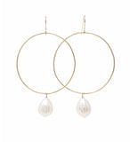 Circle Hoop with Cultured Pearl Earring
