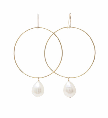 Circle Hoop with Cultured Pearl Earring