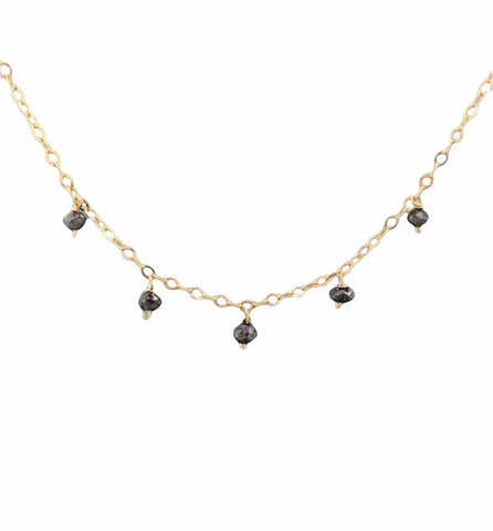 Five Black Diamond Stone Necklace