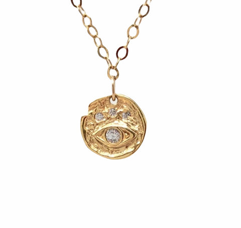 Evil Eye Pendant Coin Necklace
