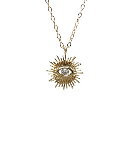 Crystal Sunburst Evil Eye Necklace