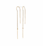 Thin Hammered Bar Box Chain Threader Earrings