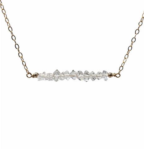 Herkimer Diamond Straight Bar Necklace