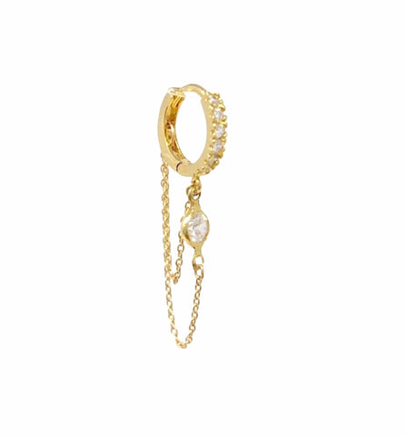 Swarovski Crystal Double Chain Hoop Huggie Earrings