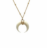 White Bone Double Horn SATELLITE CHAIN Necklace