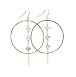 THREE Dangling Herkimer Hammered Circle Hoop Earrings