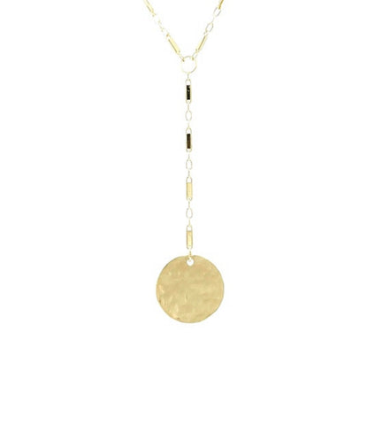 Hammered Coin Lariat Necklace