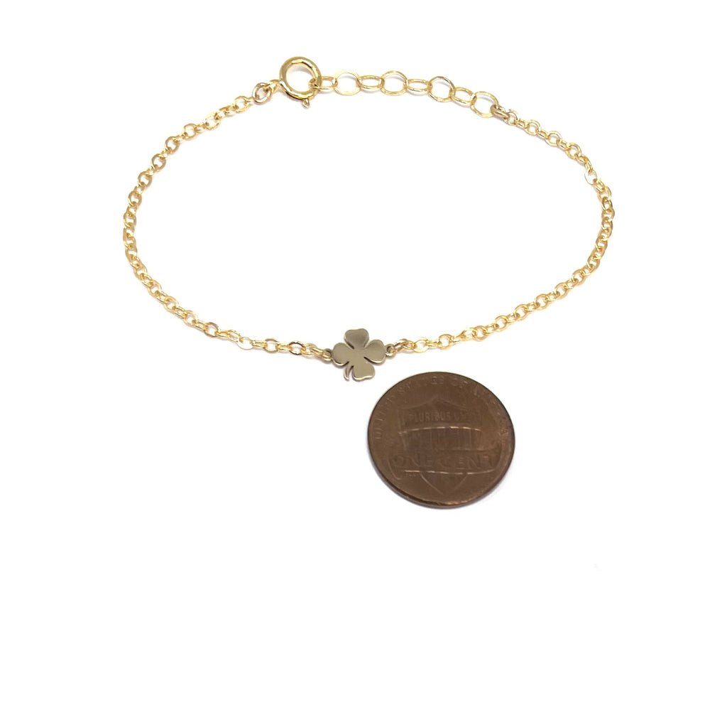 14K Gold Four Leaf Clover Charm Bracelet 14K Gold / 6.5 Inches