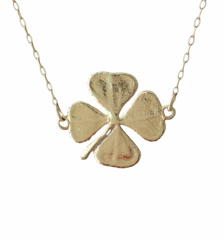 Double Connected Four Leaf Clover Necklace