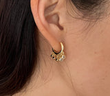 Huggie Shaker Mini Hoop Earrings with Five Dangling Crystals