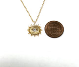 Crystal Sunburst Evil Eye Necklace