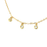 Three Crystal Gold Fill Necklace