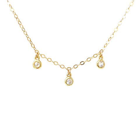 Three Crystal Gold Fill Necklace