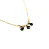 Three Black Onyx Stone Cluster Necklace
