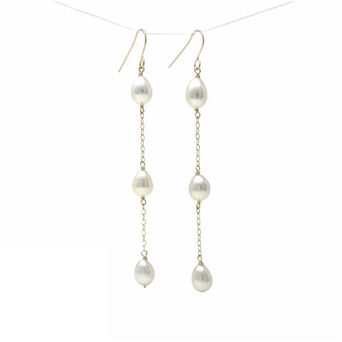 Three Pearl Drop Earrings