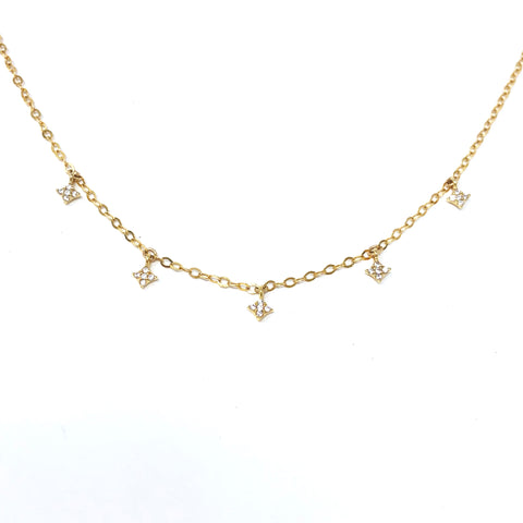 Five Cubic Zirconia Diamond Gold Fill Necklace