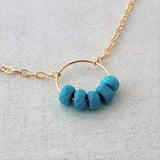 Five Turquoise Stone Circle Necklace