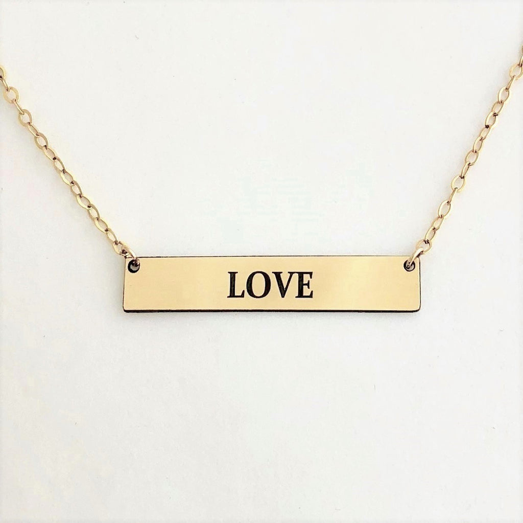 Personalized Engraved Gold Bar Necklace
