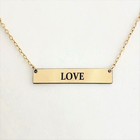 Personalized Engraved Gold Bar Necklace