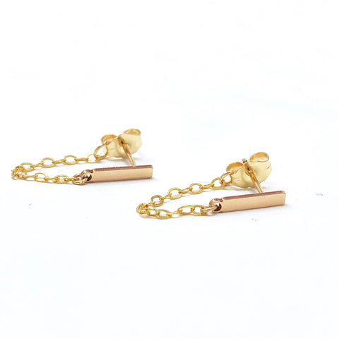 Bar and Chain Post Earrings