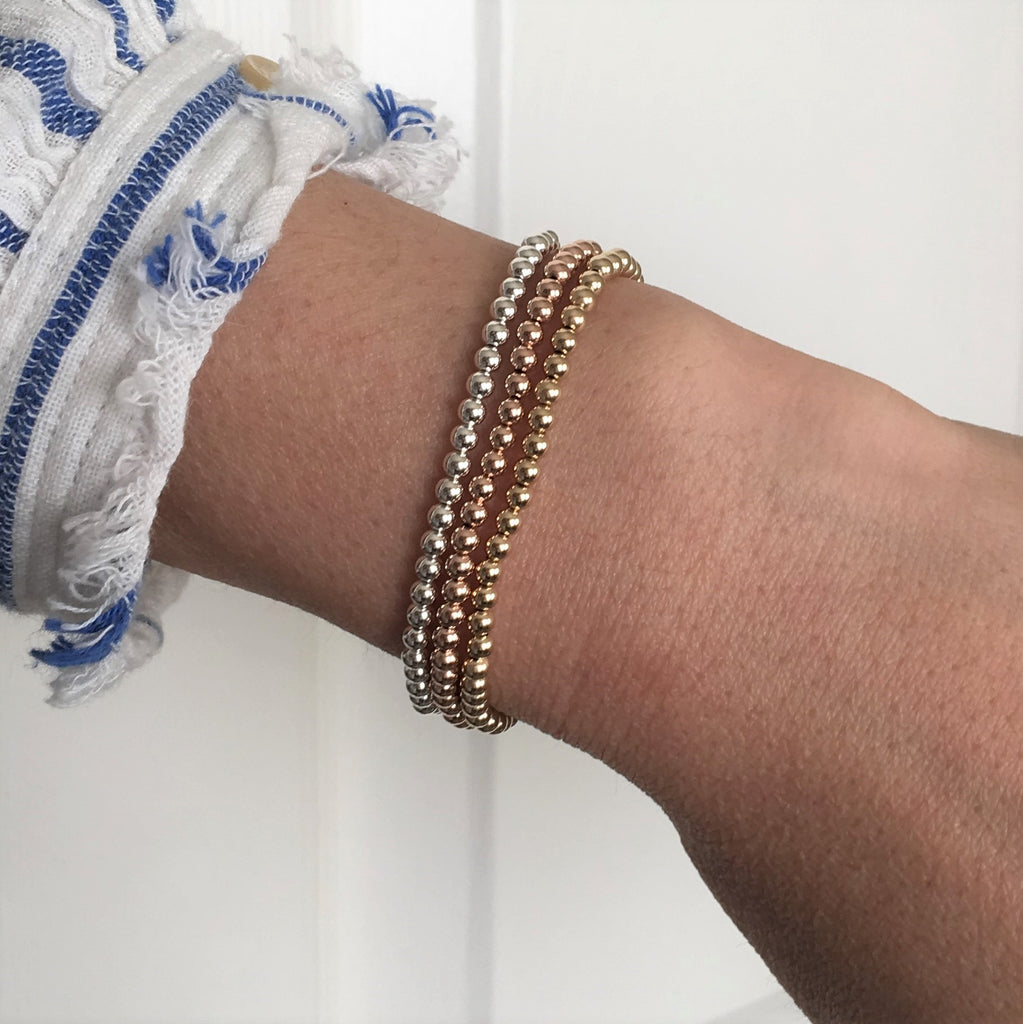 Gold Beads Bracelet 3mm 7 Inches