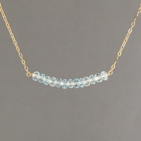 Blue Topaz Curved Beaded Necklace