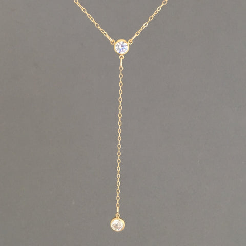 CZ Lariat Gold Necklace