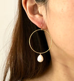 Circle Hoop with Cultured Pearl Earring
