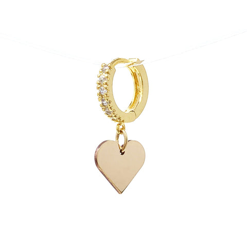 Crystal Huggie Earring with Heart
