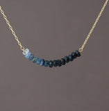 Real Blue Sapphire Ombre Beaded Necklace