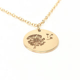 DANDELION ENGRAVED Disc Necklace