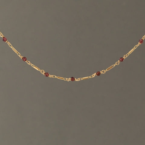 Garnet Gold Bar Choker Necklace