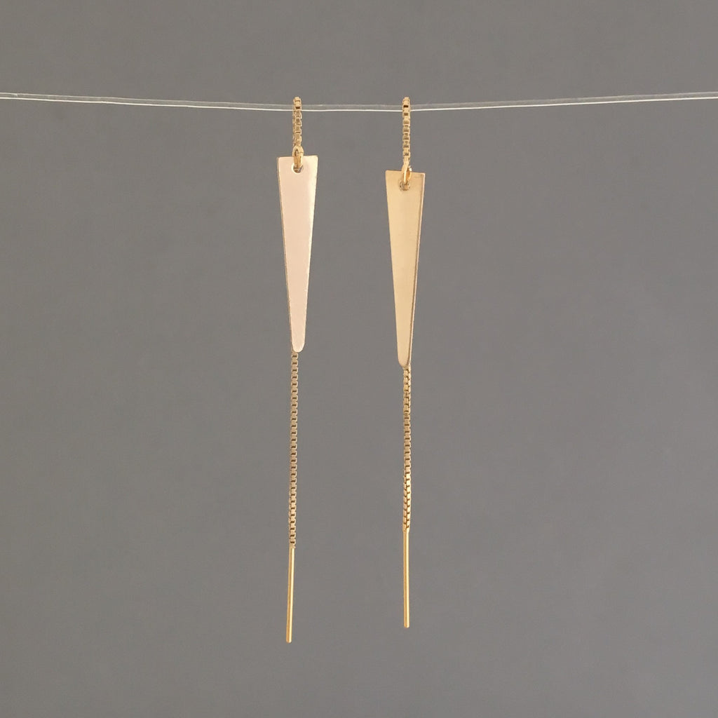 Gold Fill Spike Box Chain Threader Earrings