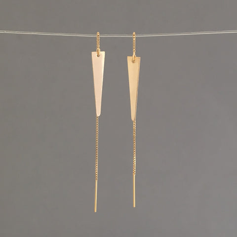 Gold Fill Spike Box Chain Threader Earrings