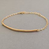 Hammered Curved Bar Gold Fill Bracelet